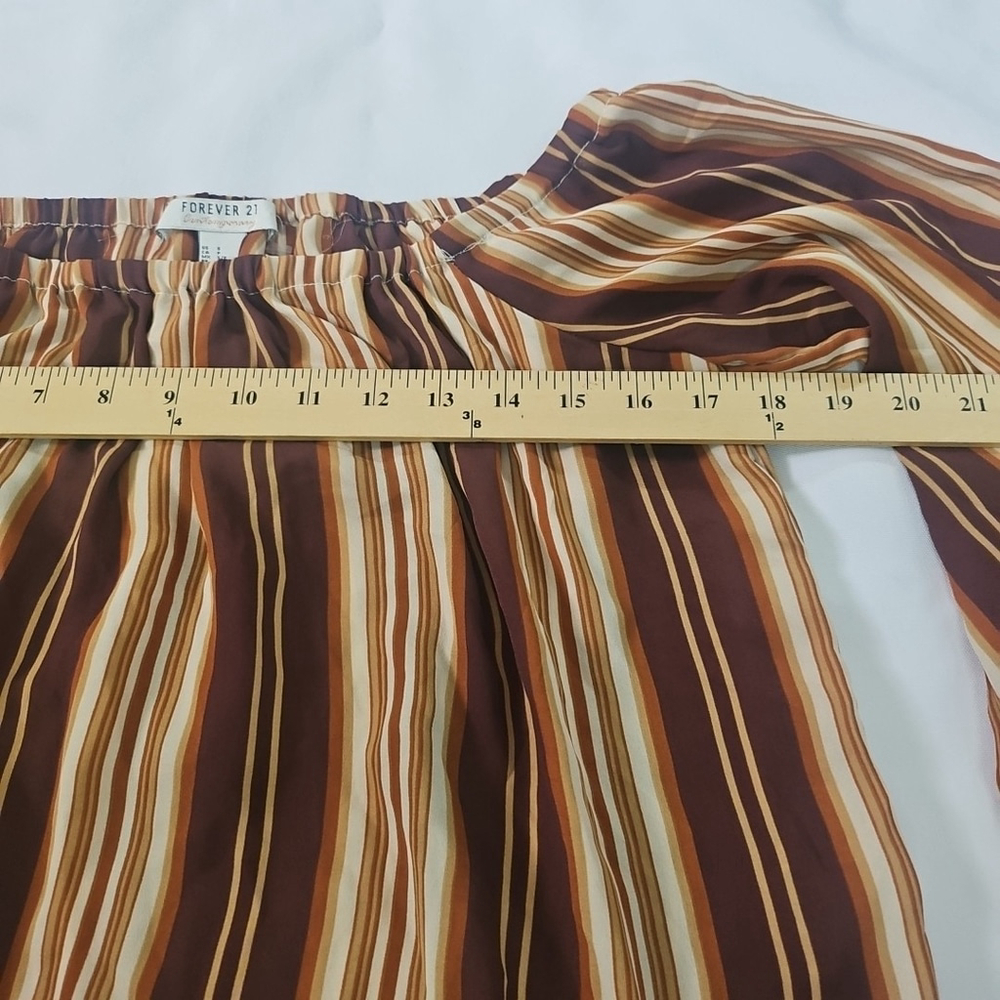 Forever 21 Contemporary Off Shoulder Striped Gauzy Y2K Office Top Size S - Picture 6 of 14